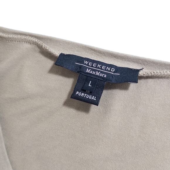 Max Mara Weekend Classic Solid Scoop Neck Long Sleeve Jersey Tee Taupe Tan Large - Picture 7 of 11